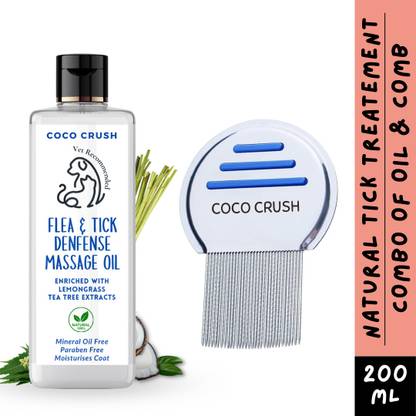 COCO CRUSH Flea & Tick Remover Oil & Comb for Pets | Cold-Pressed & 100% Natural | 200 ml Pet Coat Cleanser