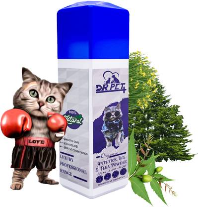 DR PET PLUS Organic Anti-Tick, Lice & Flea Powder For Cat | Flea Repellent Powder For Cat 100 ml Pet Coat Cleanser