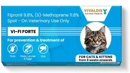 VIVALDIS VIFI Forte Spot on for Cats ticks and flea remover, Chewing lice infestation 0.5 ml Pet Coat Cleanser