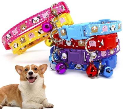 Pet Guard 6 PCs Cat & Dog Teddy Print Colourful Everyday Collar Bell Dog & Cat Collar Charm