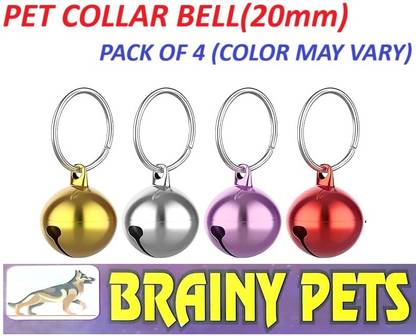 BRAINY PETS COLOURED 4 BELL FOR PET Collar, PARTY, Training Jingle Bell Collar Pendant(20mm) Bell Dog & Cat Collar Charm