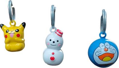 BRAINY PETS Stylish Color PIKACHU,DORAEMON & SNOWMAN PARTY Collar Bell for Pets Bell Dog & Cat Collar Charm