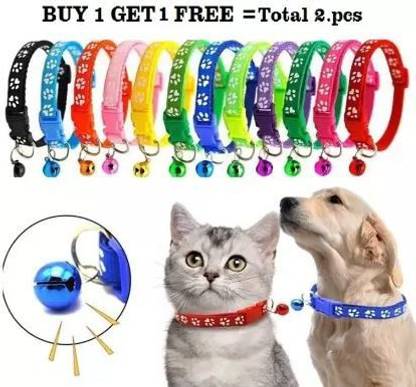Sip 2.Pcs Buy 1 Get 1 Free Puppy Cat Pet Paw Print Bell Collar for Small Pet Bell Dog & Cat Collar Charm