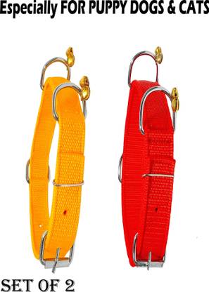 WROSHLER ADJUSTABLE NYLON 1/2 INCH PUPPY DOGS & CATS COLLAR {SET OF 2} Bell Dog & Cat Collar Charm