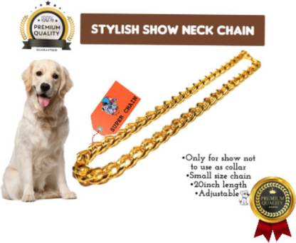 SUPER Dog Chain For MEDIUM And SMALL Dog Neckless (Gold Color) (Medium, Gold) Plain Dog Collar Charm