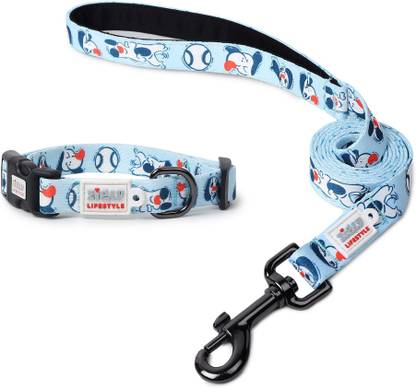 ZIGLY Lifestyle Doodle Dog Collar & Leash Set - Small - Blue Colour Dog Collar & Leash