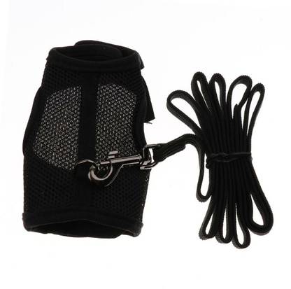 BNF Hamster Rabbit Guinea Pig Rat Ferret Breathable Mesh Harness Leash Black S Dog & Cat Leash