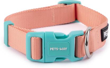 Pets-Way Solid Peach Color Everyday Dog Collar, Polyester Soft Webbing Dog Everyday Collar