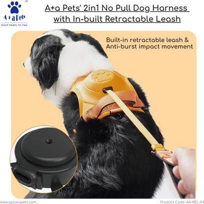 A+a pets A+a Pets' 2in1 No Pull Dog Harness with in-Built Retractable Leash, Dog Harness & Leash
