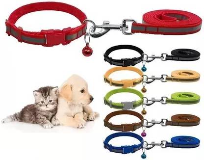 DOSAN 1/2 Inch Reflective Collar And leash Set For Puppies Dog And Cat With bell Dog & Cat Collar & Leash