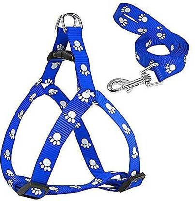 Petstorez 1 pcs 15 mm Paw Print Leash and Harness Set for Small ,Medium Puppy Dog & Cat Harness & Leash