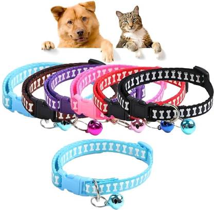 Petfun Adjustable Printed Collar for Dogs & Cats – 10mm Multi-Color Cat Collar Cat Break Away Collar