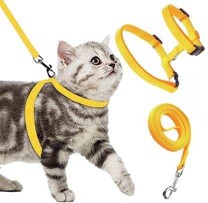 BODY BUILDING Adjustable Yellow Cat Harness & Leash