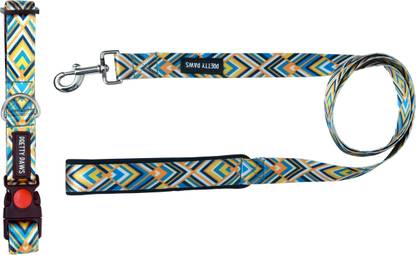 Pretty Paws Dog Collar Leash Yellow with Padded Handle, Soft and Heavy Duty Safety Dog Collar & Leash