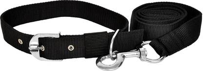 Petzoto Dog Belt Combo of Black Dog Collar with Dog Leash Specially for Small Breeds Dog & Cat Collar & Leash