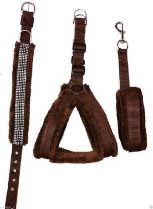 Pet Club51 Dog Fur Harness, Collar and Leash Combo Set (Recommended for 25-35KG PET) Dog Harness & Leash