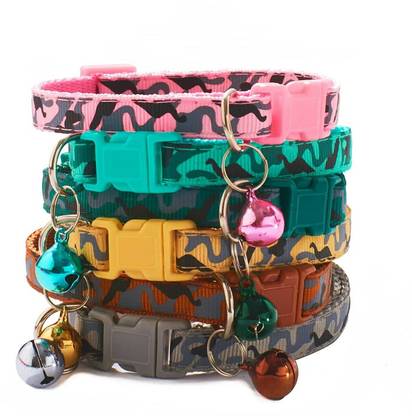 THE DDS STORE Small Pet Cat Kitten ,Puppy Collar Camo Camouflage Design Nylon with Bell Dog & Cat Everyday Collar