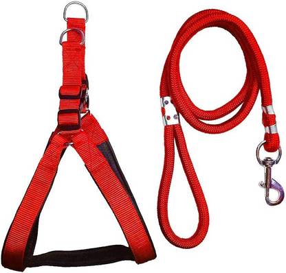 Smart Doggie Smart Doggie Dog Harness Chest Belt Combo For Extra Large Dog Color Red Dog Harness & Leash