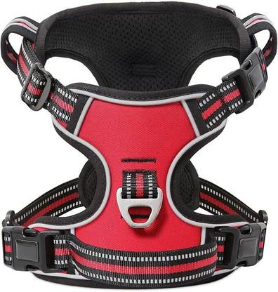 Cocker Fur Harness Red Collar & Leash Combo Dog Safety Harness
