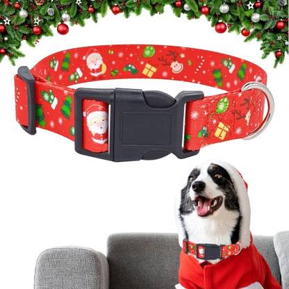 Venzina Christmas Dog Collar Adjustable Secure Fit Durable Dog Collar & Leash