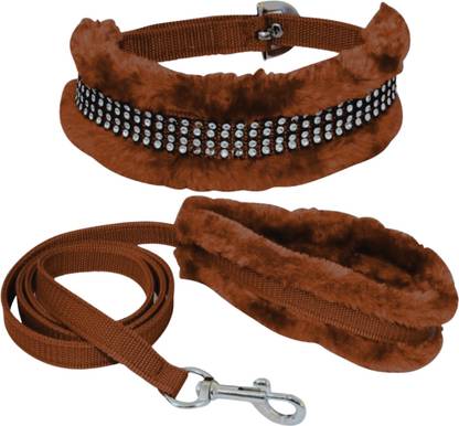ALCAZAR Dog Collar & Leash Soft Fur Padded, Adjustable (Recommanded for 5-13KG PET) Dog Collar & Leash
