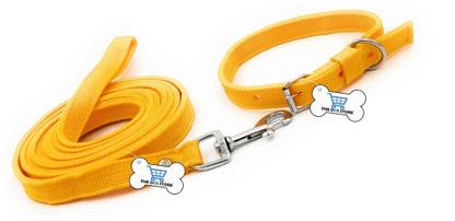 THE DDS STORE Dog Collar and Leash Dog Belt Combo Specially for Large Breeds Dog-Yellow Dog & Cat Collar & Leash
