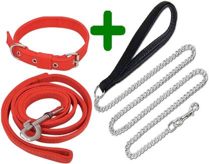 SENAPATI Combo Dog Chain Leash Collar & Belt Set 1 inch Medium Dog Collar & Chain