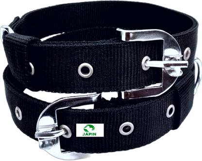 JAPIN Neck Collar Belts for Dog 1.5 inch Collar Belt for Dog -Black (Pack of 2) Dog Everyday Collar