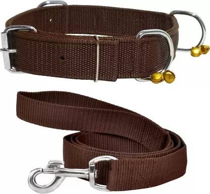SAWAY Saway Store Brown Bell Collar Small Dog Collar & Leash