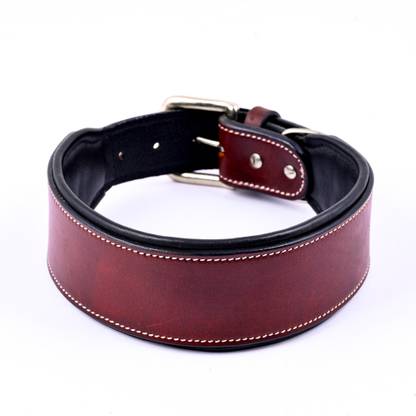 ADIL'S Heavy Duty Handmade Leather Plain Dog Collar with Strong Metal Buckle Dog Everyday Collar