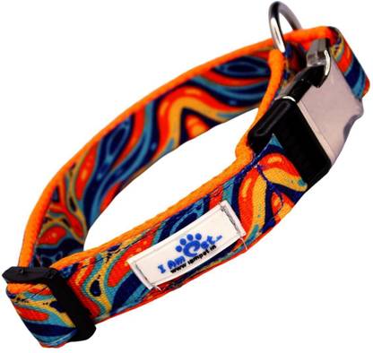 IAmPet Soft Mesh Padded Printed Dog Collar with Durable Metal Buckle Dog Everyday Collar