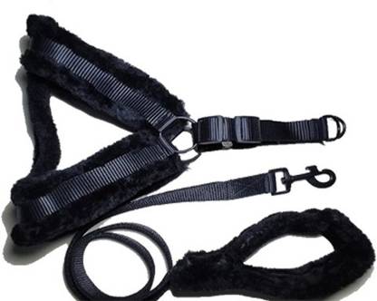 locapets Nylon Fur Padded Dog Soft and Comfortable Harness with Leash Dog Harness & Leash
