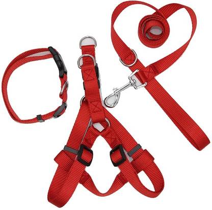 Yucky High Quality Soft Adjustable Nylon Body Belt Strong all Breeds Combo Collar Dog & Cat Harness & Leash