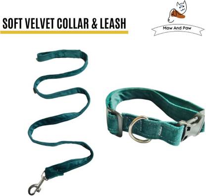 best of solutions Maw and Paw Velvet Dog Collar and Leash, Super Soft and Smooth Dog Collar & Leash
