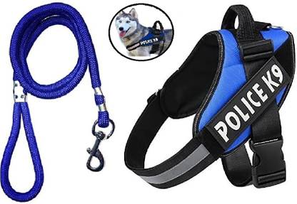 Breedo Dog K9 Police Harness Body Belt Padded + Premium Quality Rope | Adjustable Strap Dog Standard Harness