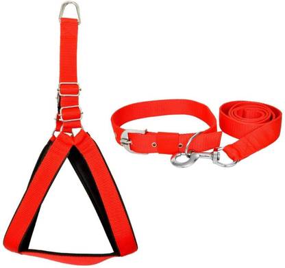 Yucky Chest Body Padded Adjustable Nylon Body Belt Strong full Fancy Combo Collar Dog & Cat Harness & Leash