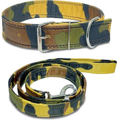AIK INDIA Dog Belt Combo of Army Dog Leash, Dog Collar for Large Dogs (Neck Girth-43-53cm) Dog Collar & Leash