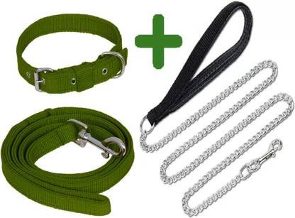 Petzoto Combo Dog Chain Leash Collar & Belt Set Medium Dog Collar & Chain Dog Collar Dog Collar & Chain