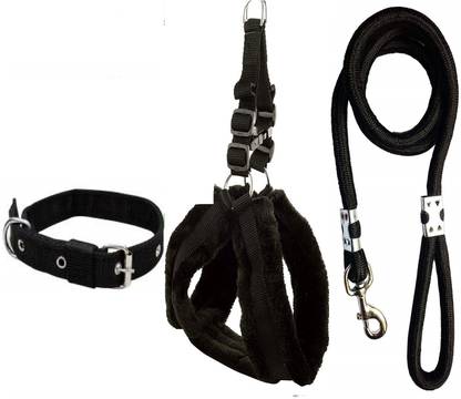 SENAPATI Combo Dog Fur Harness Belts Neck Collar and Rope Set (Waterproof) Dog Collar & Leash