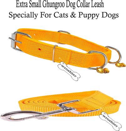 WROSHLER Adjustable NYLON 1/2 INCH COLLAR WITH BELL/LEASH[SPECIALLY FOR CATS & PUPPY DOG] Dog Collar & Leash