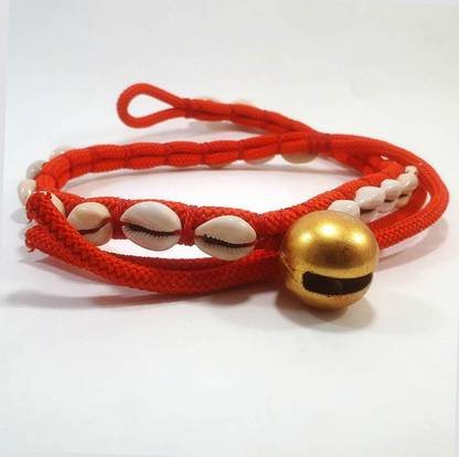 WROSHLER NYLON COW COLLAR BELT WITH BELL & REAL KAUDI COW BELT IN RED COLOUR 112 CM Cow Everyday Collar