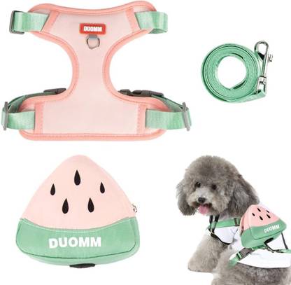 Qpets Adjustable Small Dog Harness Vest with Leash and Removable Zipper Pouch for Pets Dog & Cat Harness & Leash