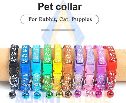 AomniStore Set of 4pcs Breakaway Puppy Belt Adjustable Cat Collar with Bell Safety Buckle Dog & Cat Everyday Collar