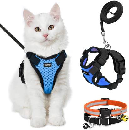 Buraq Escape Proof No Pull Cat Harness with Leash & 2 Pcs Cat Collar Cat Harness & Leash