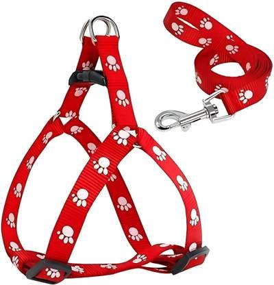 JAISWALPET 15 mm Paw Print Leash and Harness Set for Small ,Medium Puppy Dog & Cat Harness & Leash