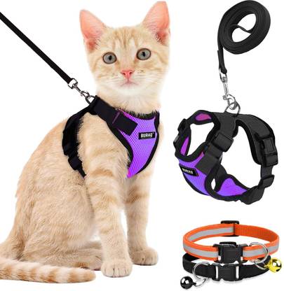 Buraq Escape Proof No Pull Cat Harness with Leash & 2 Pcs Cat Collar Cat Harness & Leash