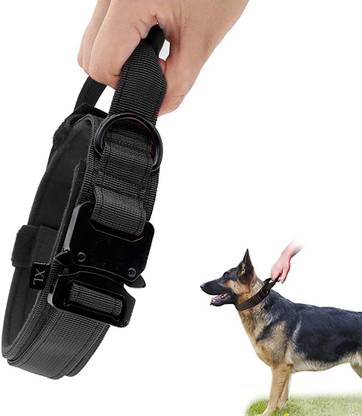 Qpets Dog Collar Adjustable Nylon Tactical Collar Strap Handle Quick Release Buckle Dog Everyday Collar