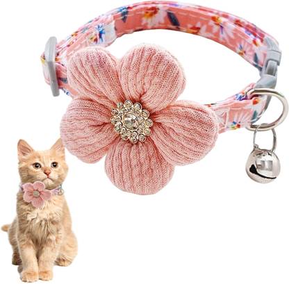 gustave Cat Collar Pet Collar Cute Flower Cat Collar with Bell Lovely Cat Collar, Pink Cat Break Away Collar