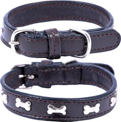 ADIL'S Leather Cat Collar, Bone Studded, Adjustable, Breakaway Cat Everyday Collar