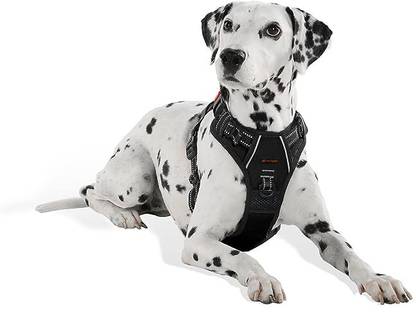 THE PETS POPULAR Black Ajustable Double Sided Pro Harness Body Belt with Rope Dog Standard Harness